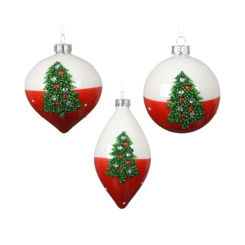 SFERE VETRO ALBERO GLITTER 3 ASSORTITI D.8